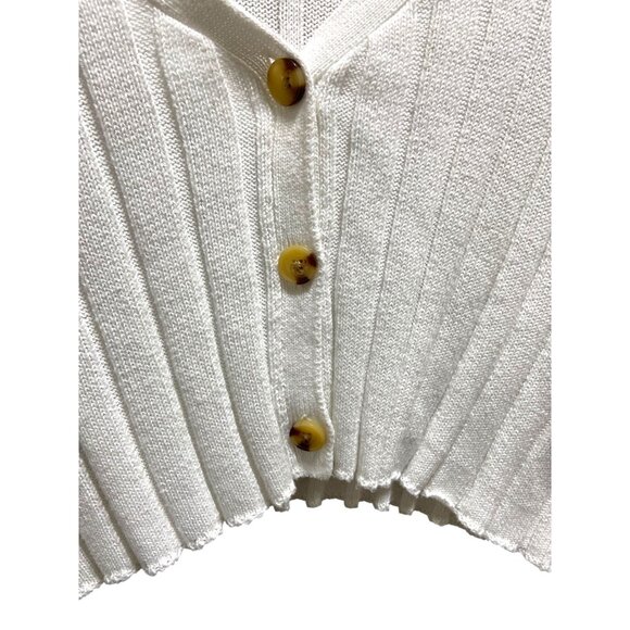 Aeropostale Ribbed Crop Cardigan White Size L Y2K Festival Summer Beach Coastal - Picture 8 of 11